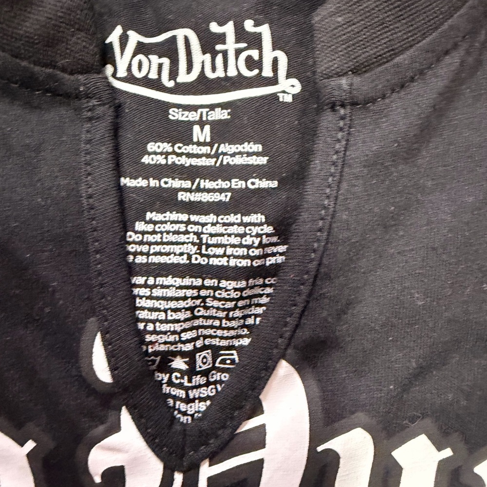 Von Dutch Black Graphic Muscle T-shirt Size Medium - Picture 3 of 8